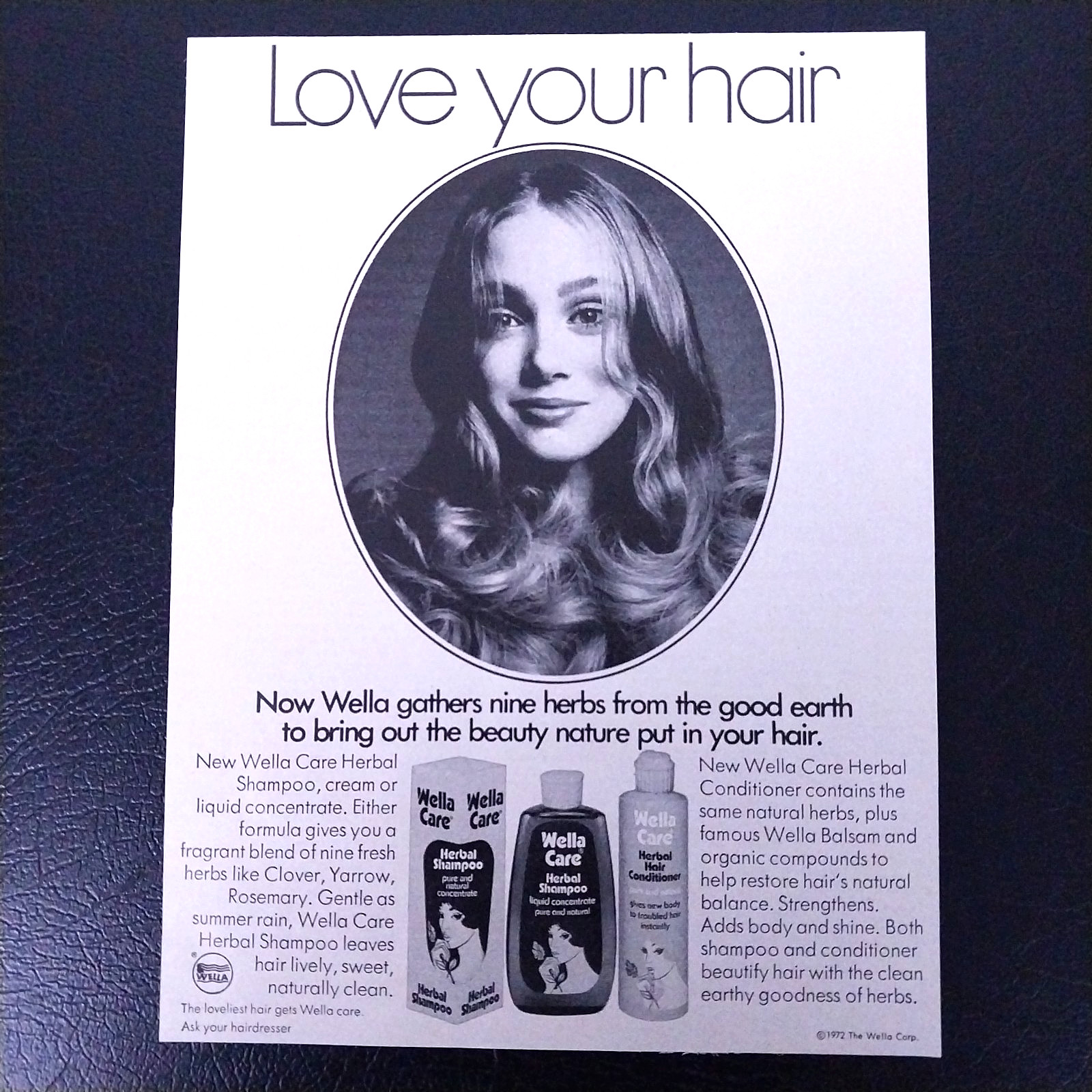 1972 Wella Care Herbal Shampoo Vintage Print Ad – Original Magazine Clipping