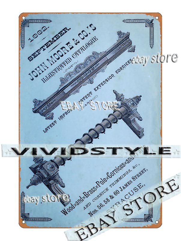 1900 John Moore Brass Cornices Builder Hardware Trade Tin Sign nostalgic indoor