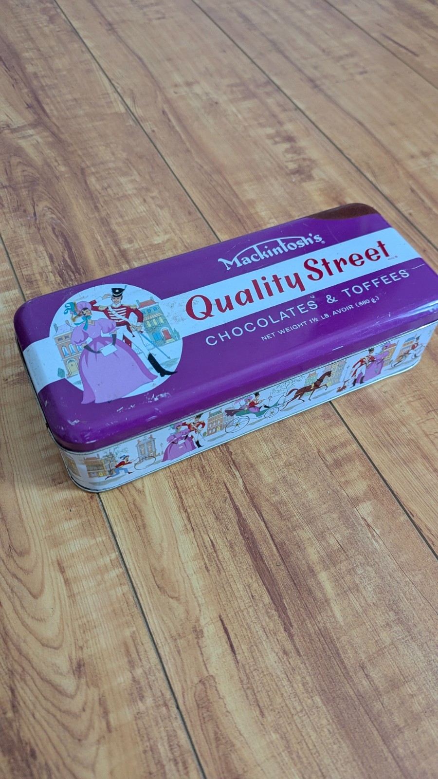 Vintage Mackintosh’s Quality Street Tin – 1960s Chocolates Toffee Box – England