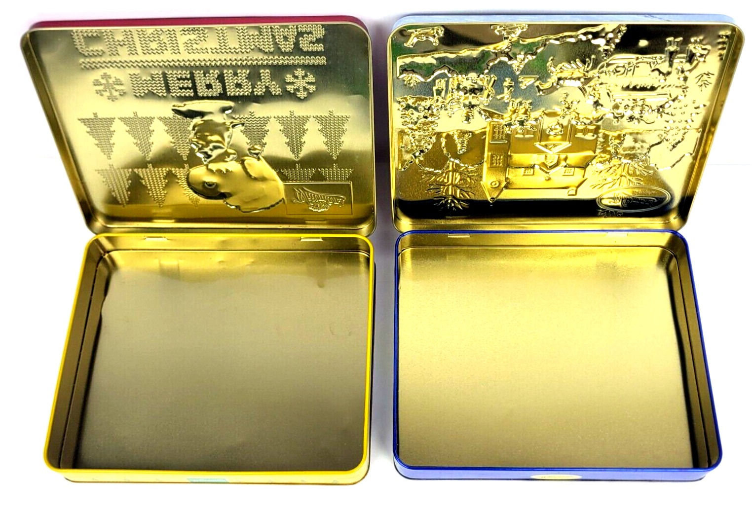 LOT OF WHITMAN’S Chocolates Metal Collector Tin Peanuts Merry Christmas (Empty)