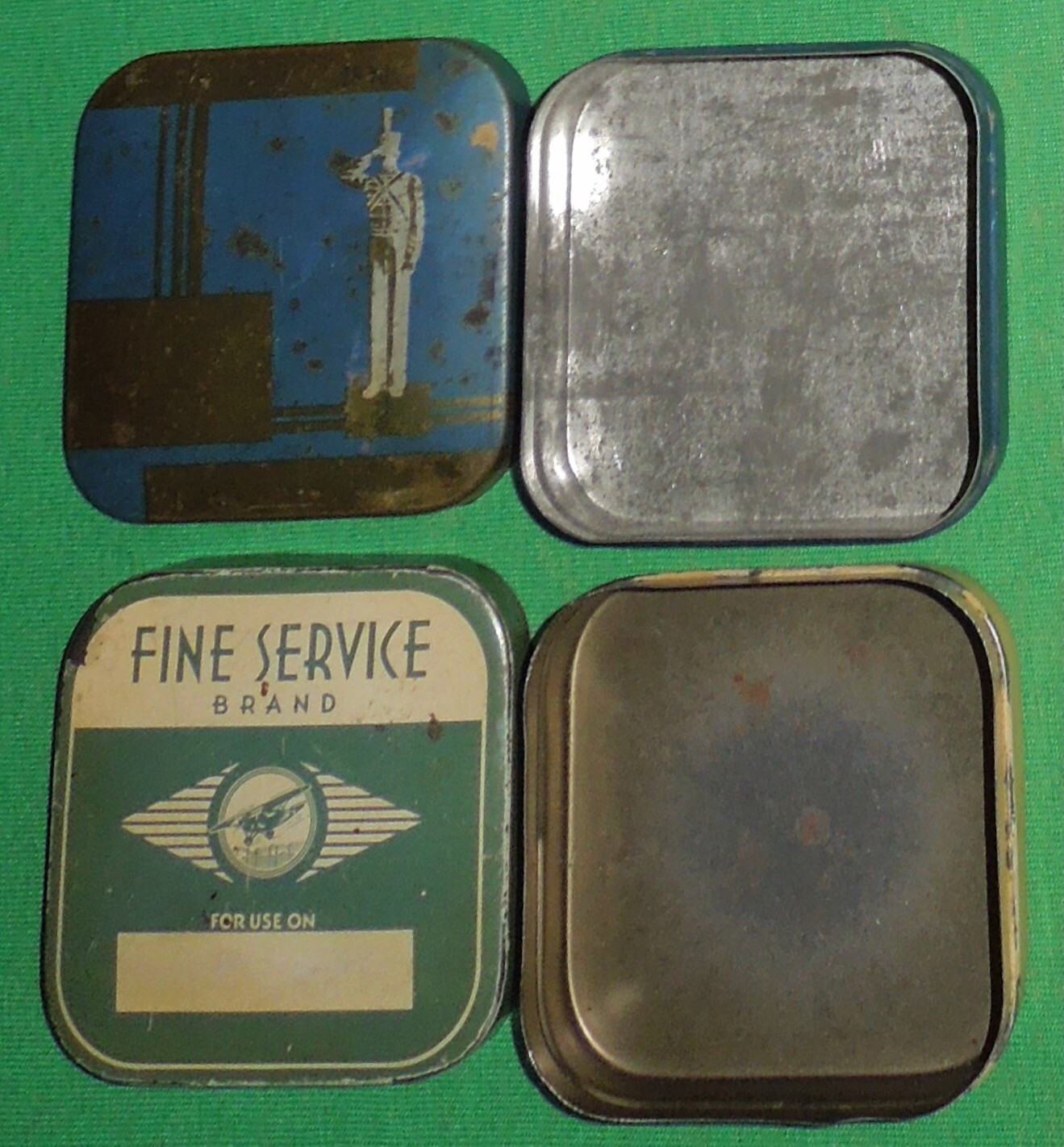 Antique Typewriter Ribbon Tins, Fine Service Brand Aviation and Military Theme