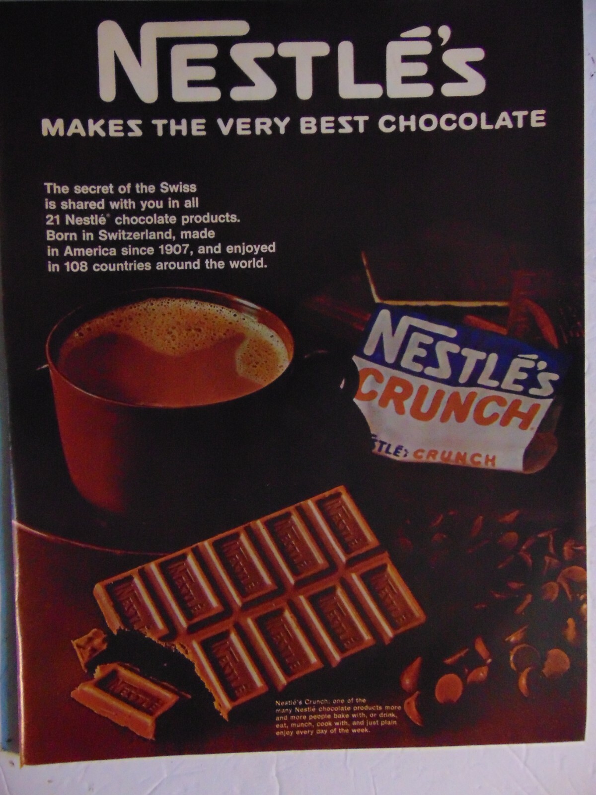 1967 Nestle’s Best Chocolate & Chrunch Bar vintage print ad