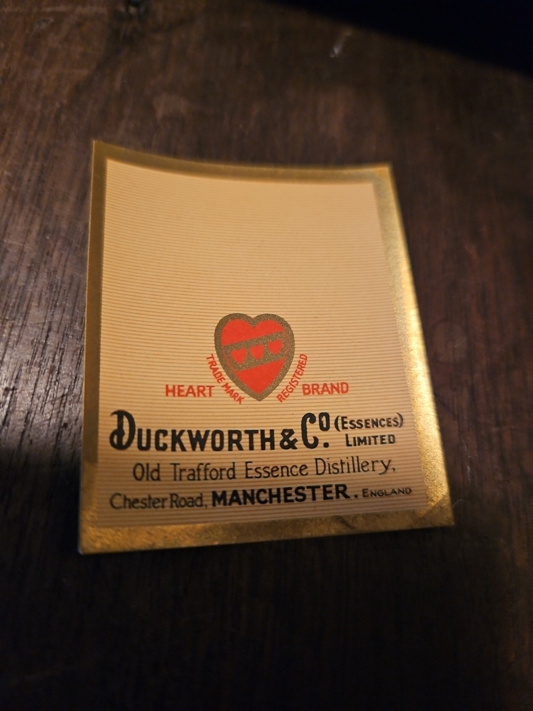 Duckworth & Co. Heart Brand Label Vintage Original Authentic