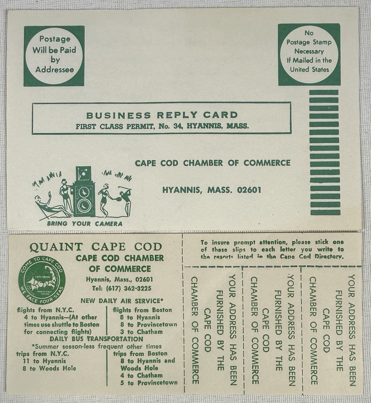 1960s Cape Cod Chamber of Commerce Post Card Mailer Advertisement Set Lot