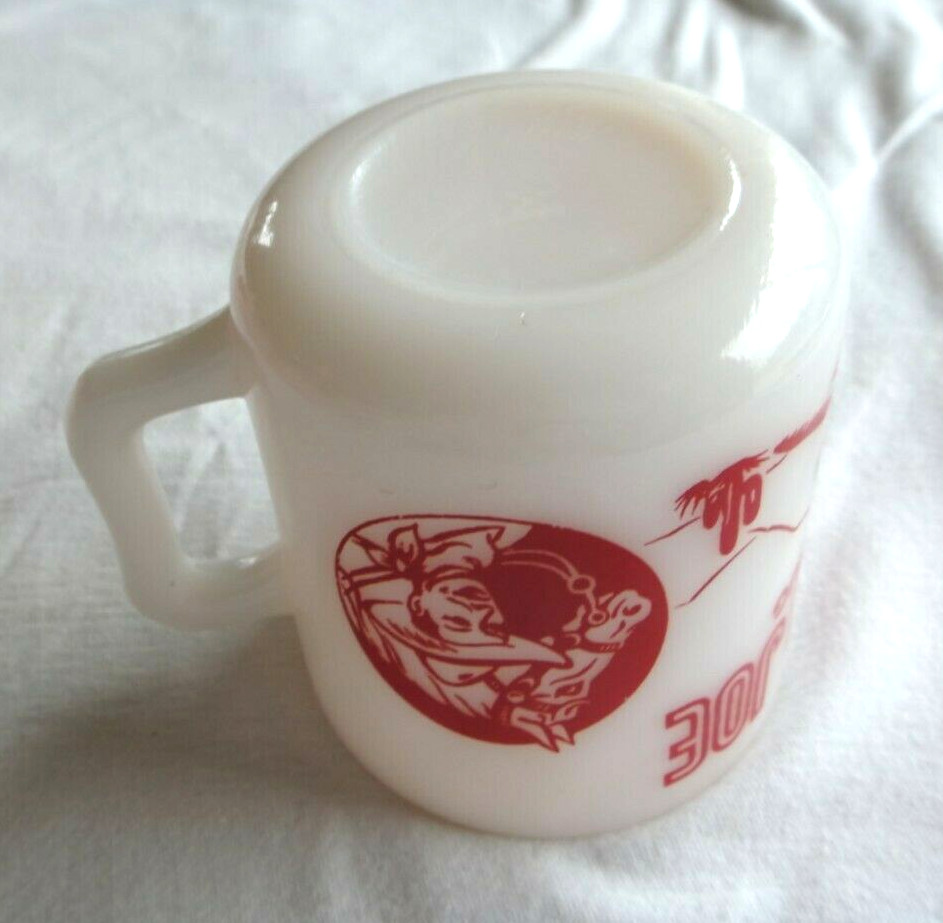 Vintage MILK GLASS RANGER JOE HAZEL ATLAS KID’S MUG EXC READ