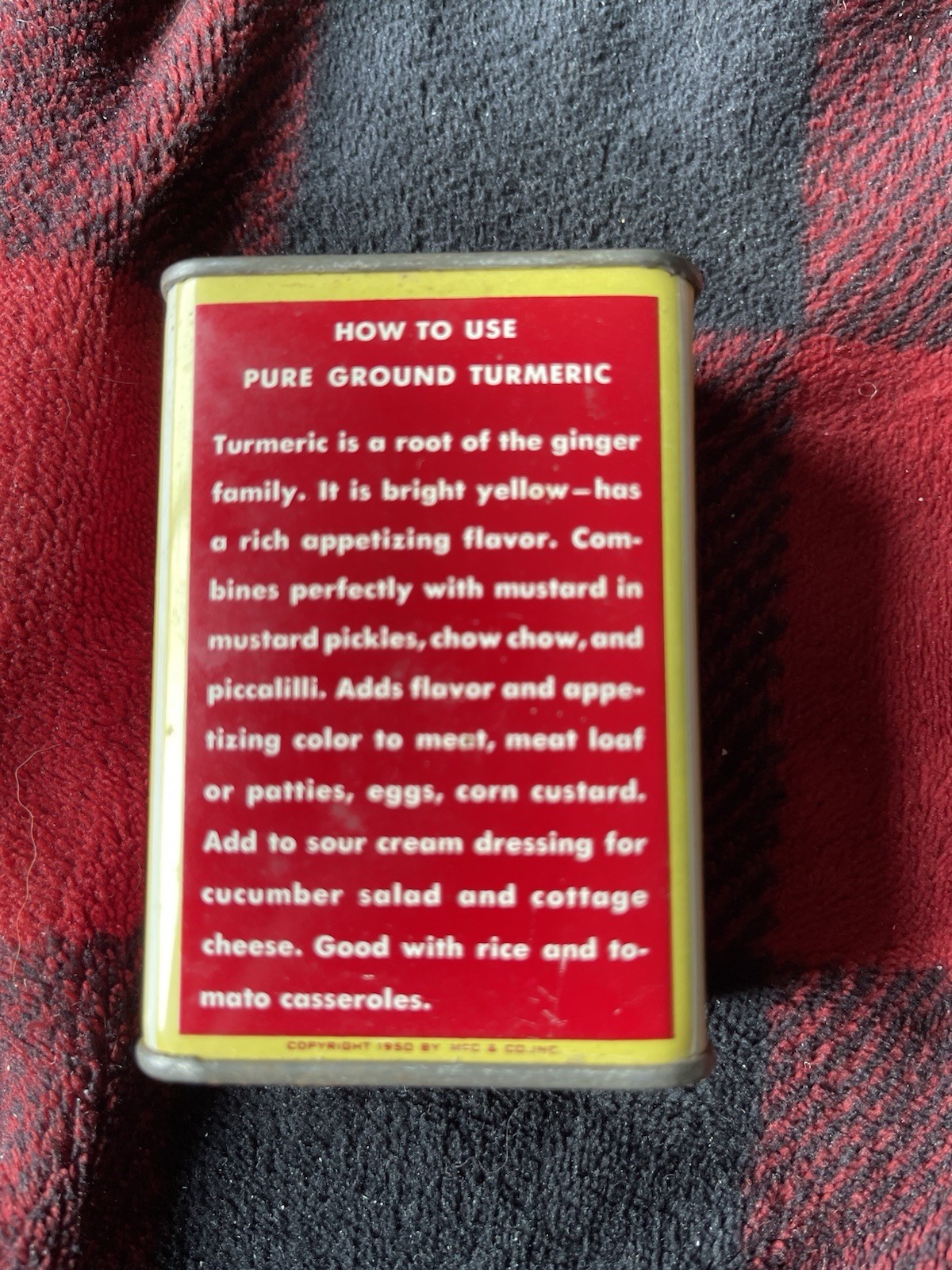Vintage Schilling Tumeric 2 Ounces Tin Can 1/2 Full Tim