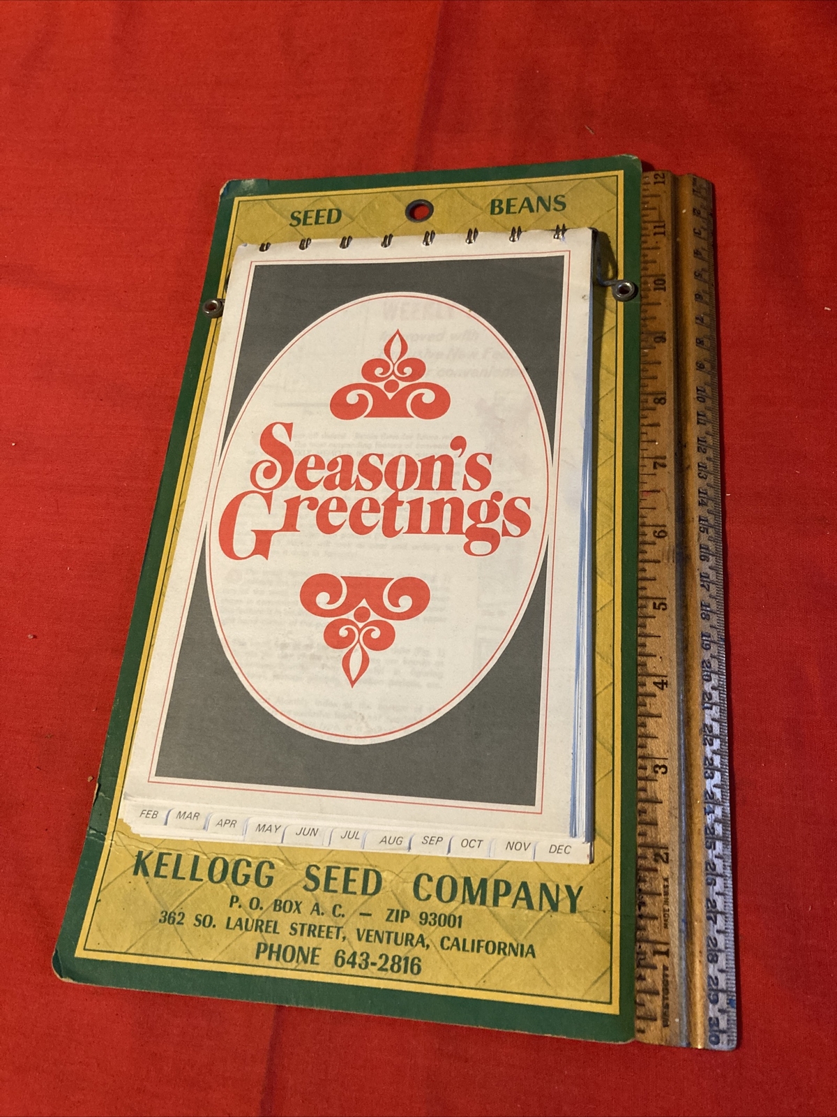 Vintage 1973 Season’s Greetings Kellogg Seed Company Calendar Unused