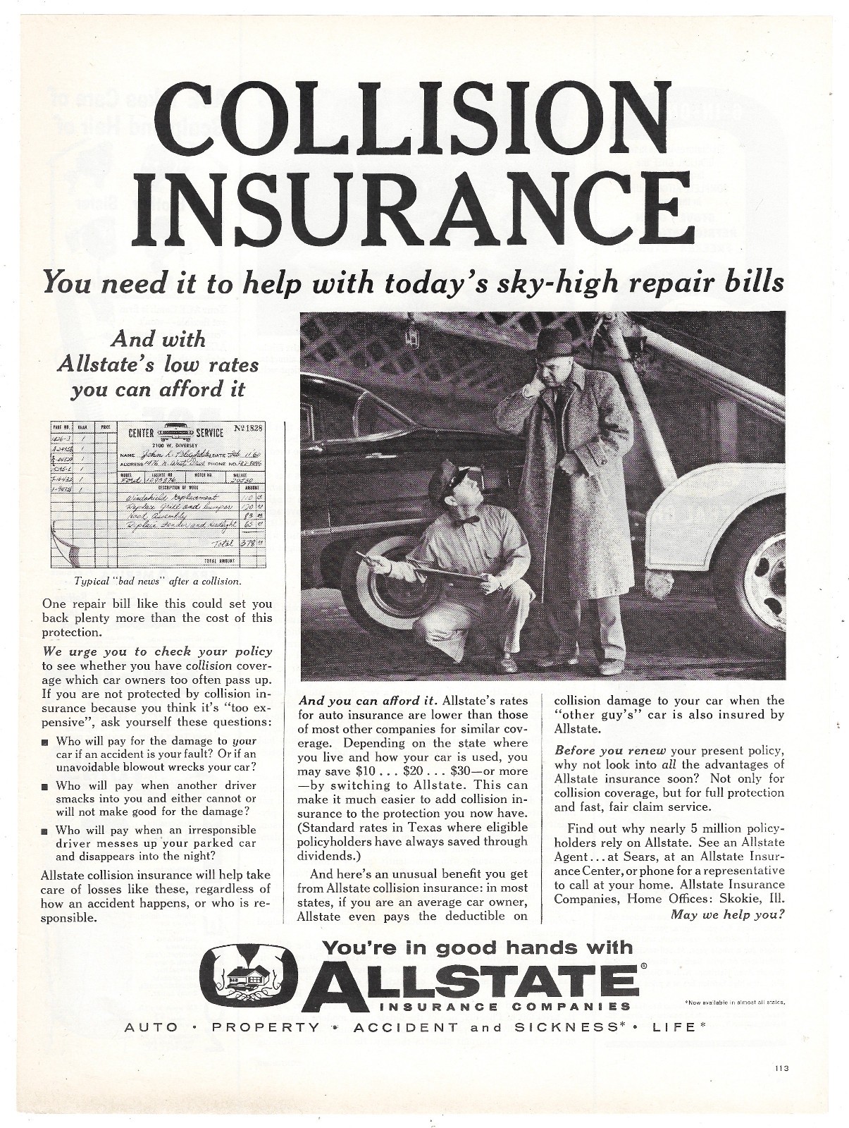 Allstate Insurance Vintage Insurance Ad 1960s Insurance Advertising 1960