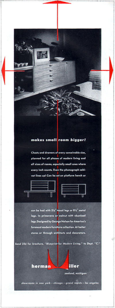 Mid-Century Modern George Nelson Cabinet Platform HERMAN MILLER 1949 Print Ad
