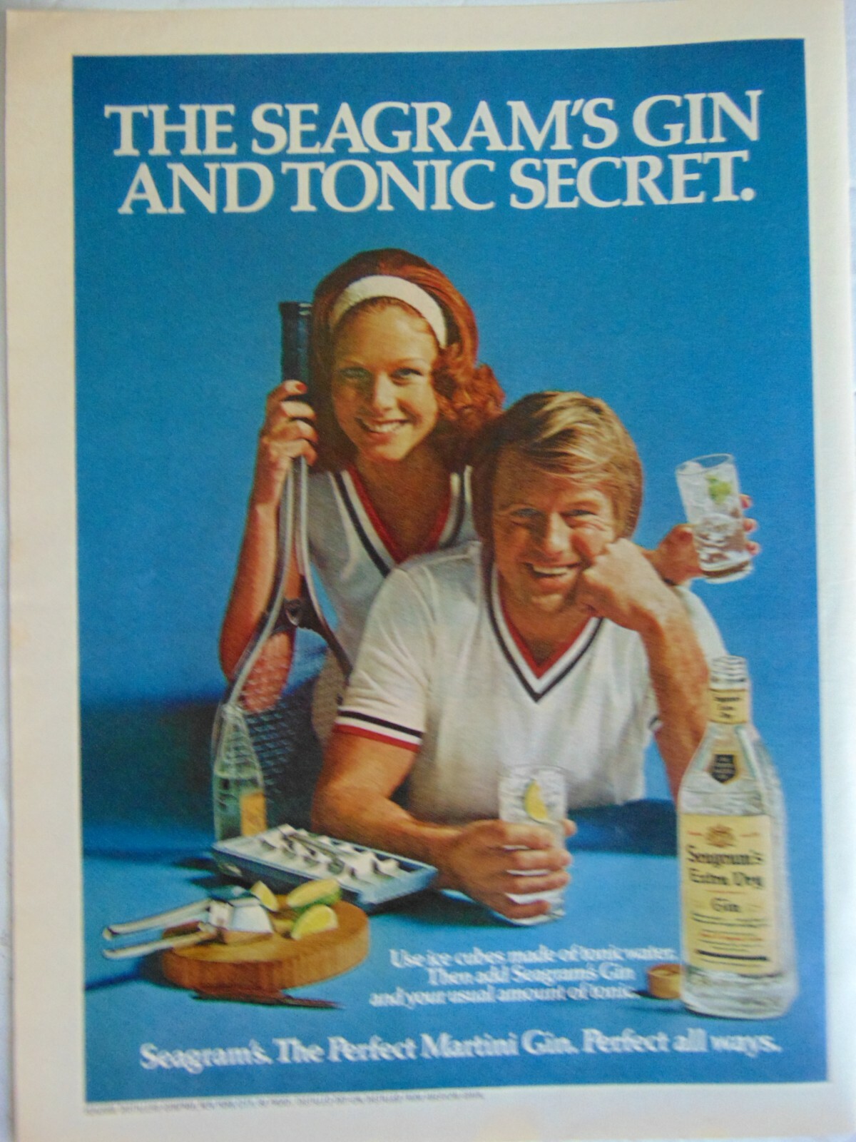 1977 SEAGRAM’S GIN & TONIC SECRET vintage art print ad