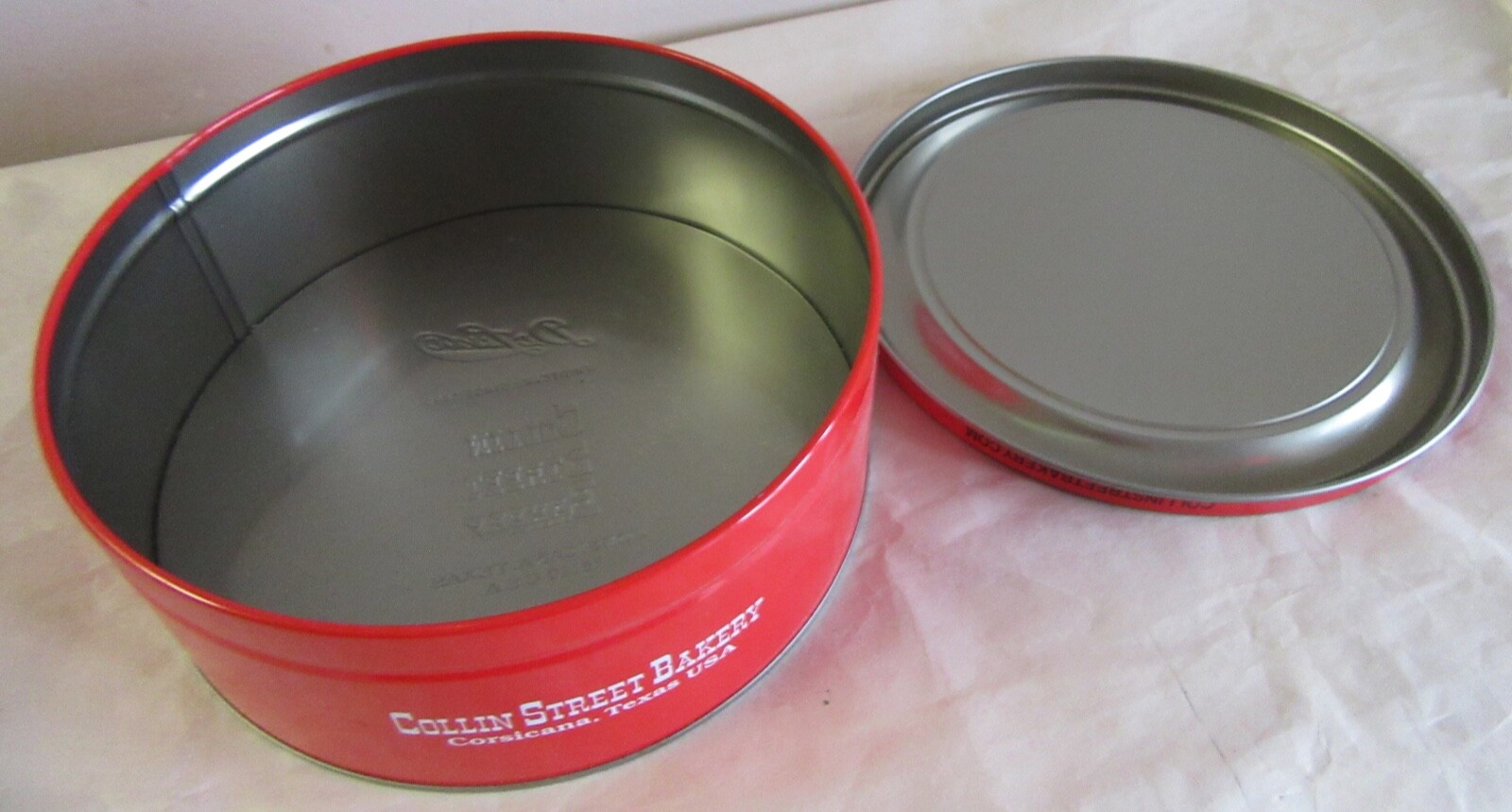 Collin Street Bakery Winter Deluxe Fruit Cake Red Tin w/Lid Corsicana, TX 7″