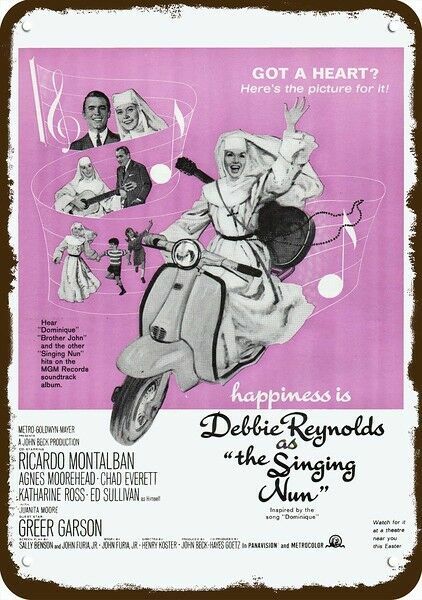 1966 SINGING NUN Debbie Reynolds Vintage-Look **DECORATIVE REPLICA METAL SIGN**