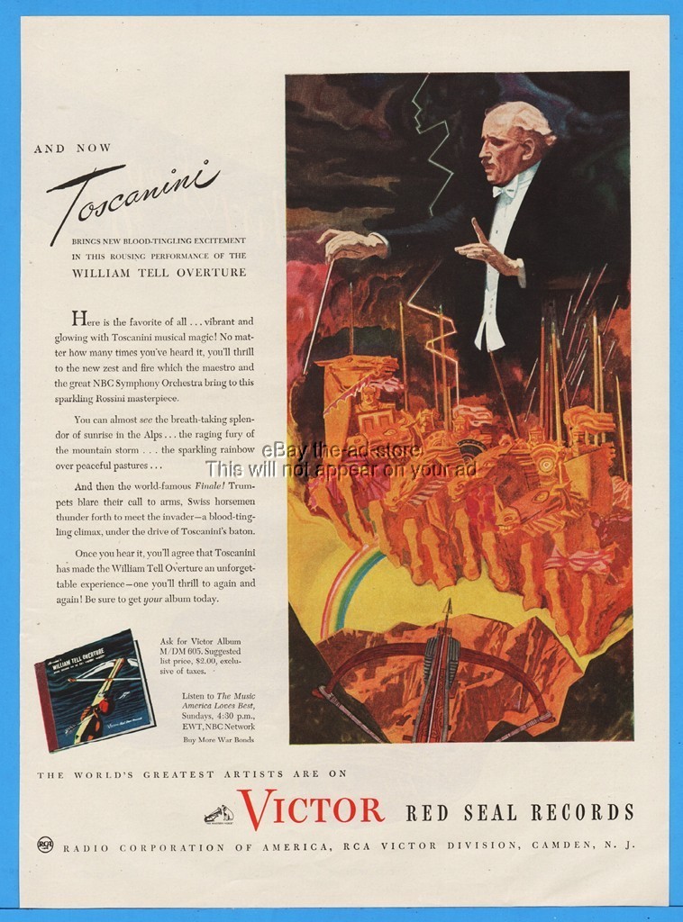 1945 RCA Victor Red Seal Records William Tell Overture Toscanini Conducts Ad