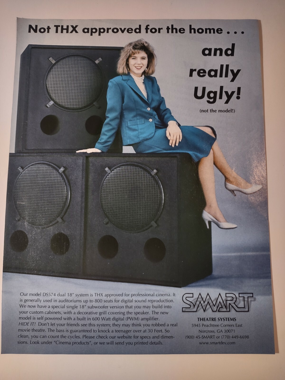Smart Theater DS574 Dual 18 Inch System Speakers Not THX Approved Print Ad
