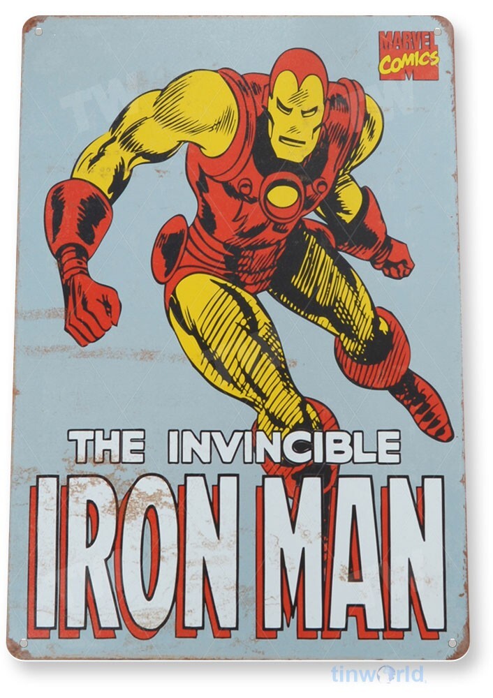 The Invincible Iron Man Vintage Tin Sign 12.5 X 16 Marvel Comics