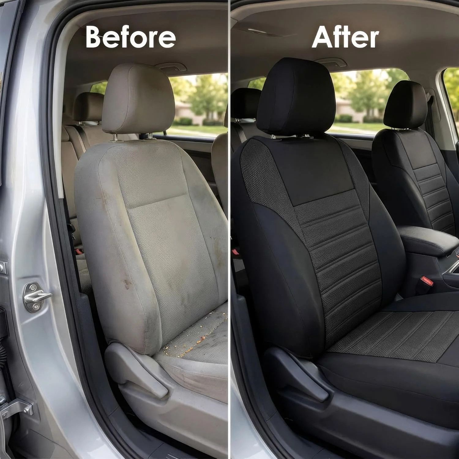 Full Set Car Seat Covers 3D Air Mesh Airbag Compatible for Cars Trucks SUVs Blac