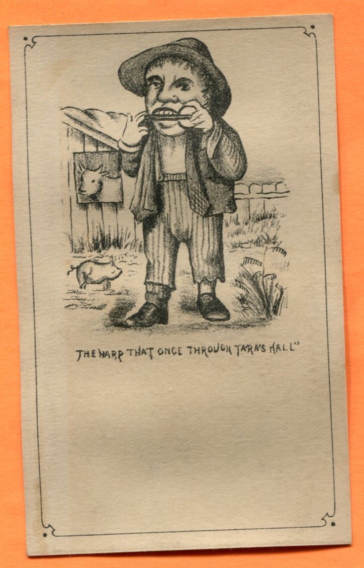 Man Playing a Mouth Harp, Trade Card circa 1880s