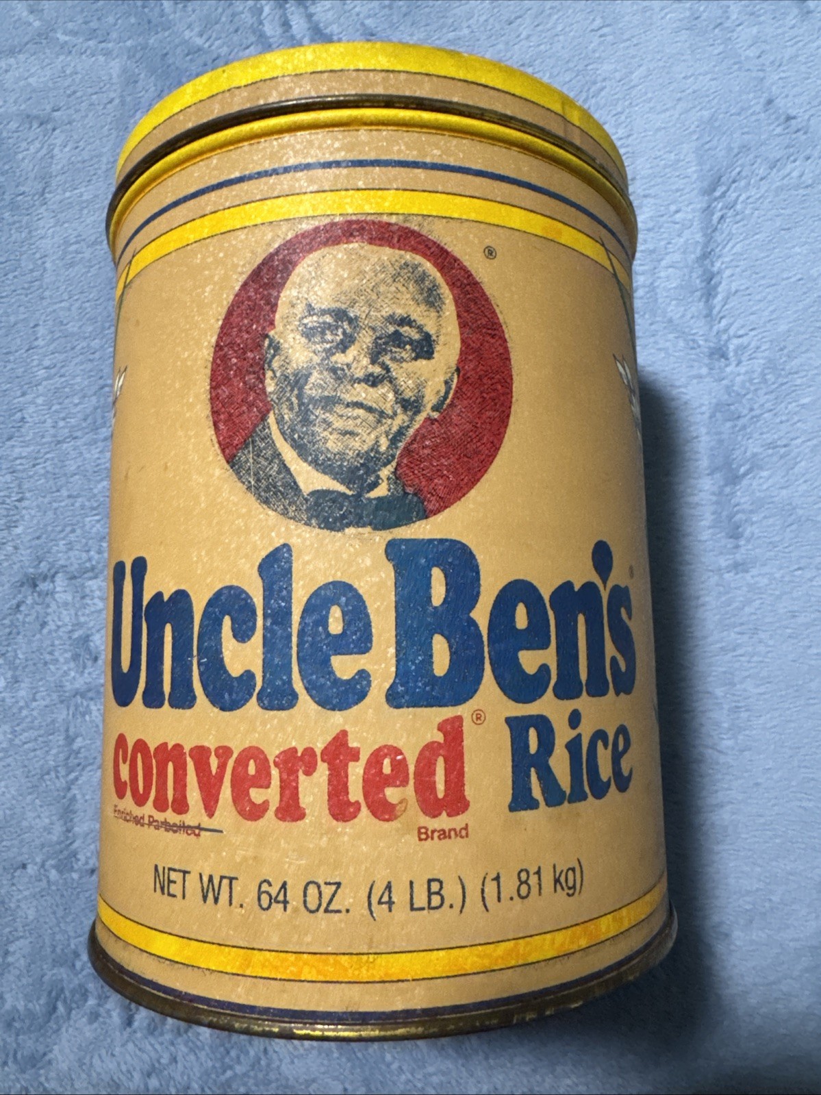 Vintage 1985 Uncle Ben’s Converted Rice 64 Oz Advertising Tin: 1947 Reproduction