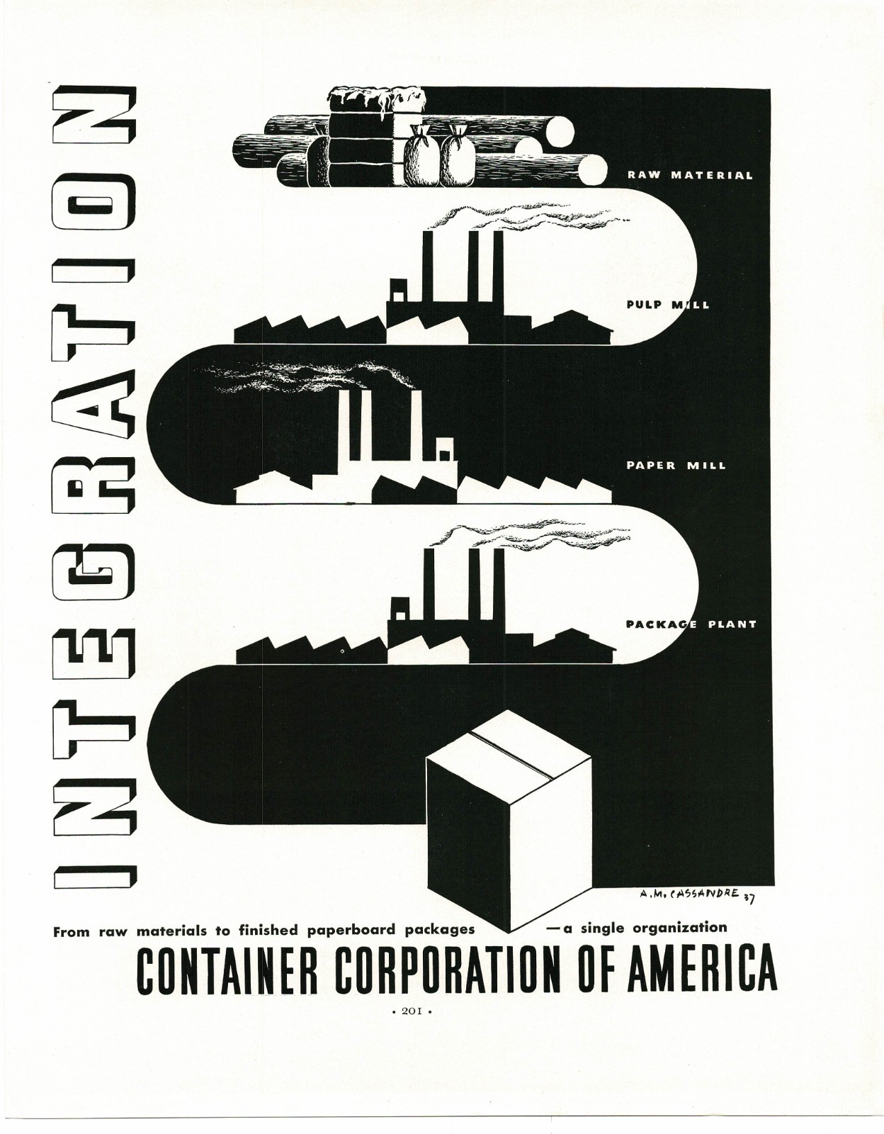 1937 Container Corporation Of America graphic art by A M Cassandre Vtg Print Ad