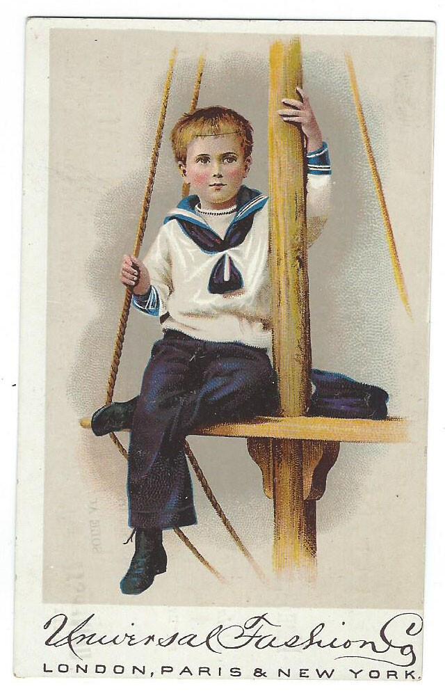 Old Victorian Patterns Trade Card – Universal Fashion Co. Sailor Boy Millinery