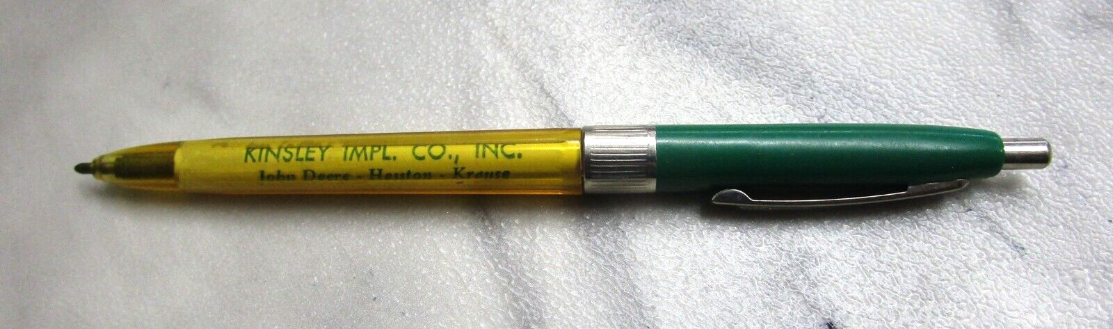 Vintage Adv Ball Point Pen – KINSLEY KANSAS IMPL – JOHN DEERE – HESSTON – KRAUSE