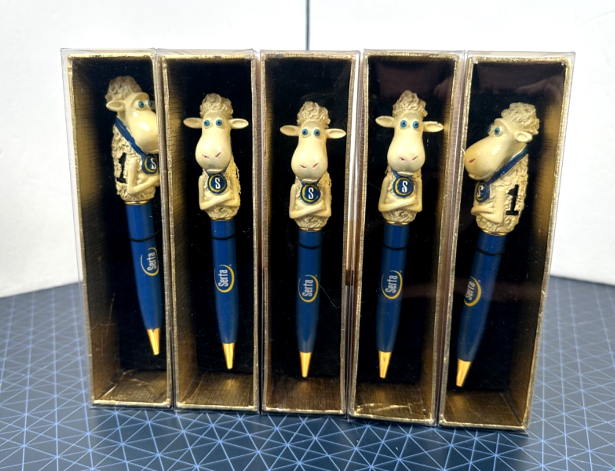 Serta Sheep Figural Promotional Ink Pen w/ Box – Advertising Item, Lot of 5!