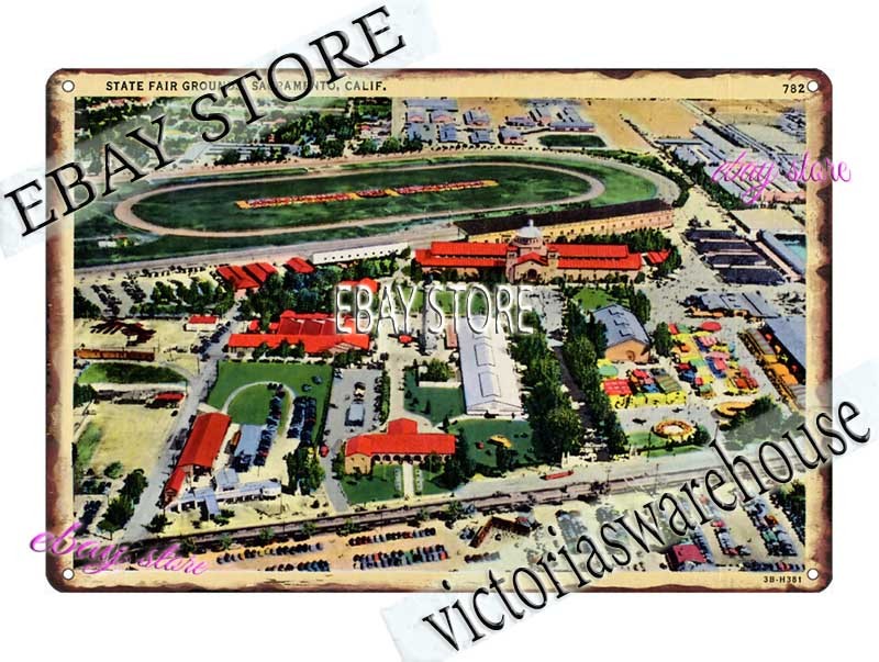 1943 California State Fair Grounds Sacramento Fair Park Tin Sign art plaques