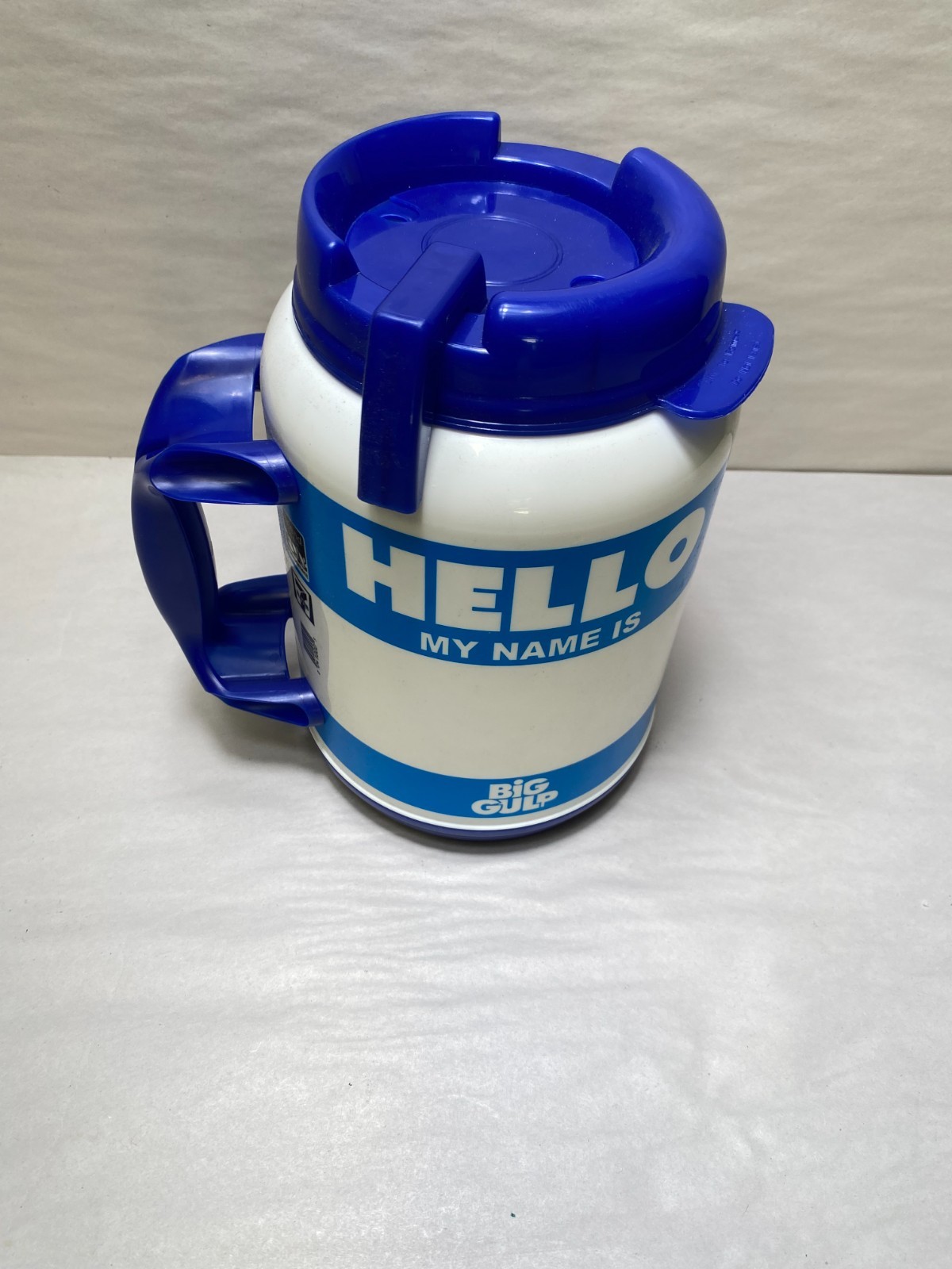 BIG GULP Whirley 7 Eleven 52 oz HELLO MY NAME IS Insulated Travel Mug 7-11 Blue