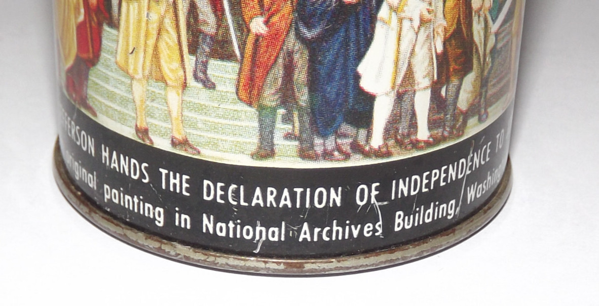 Vtg American Can Company Canco Thomas Jefferson John Hancock Independence Bank