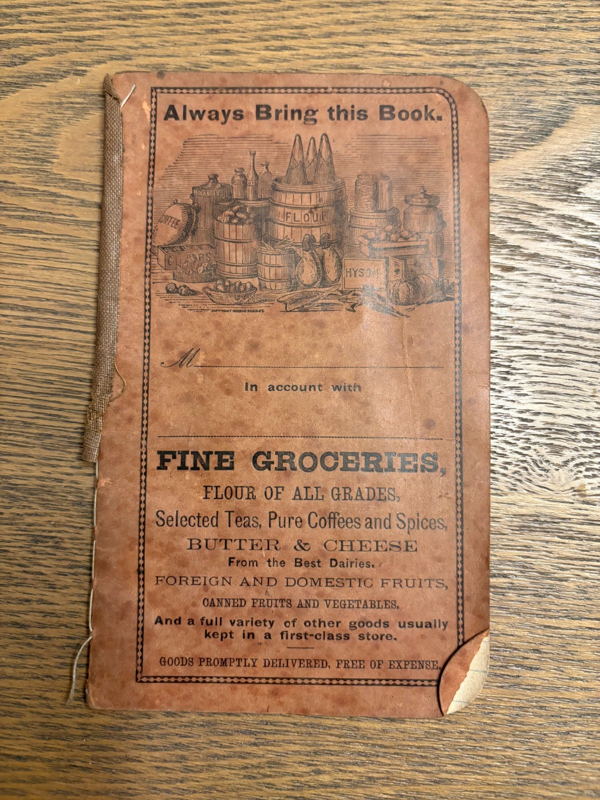 Antique Notepad: 1800s Always Bring This Book Fine Groceries Want/Shopping List