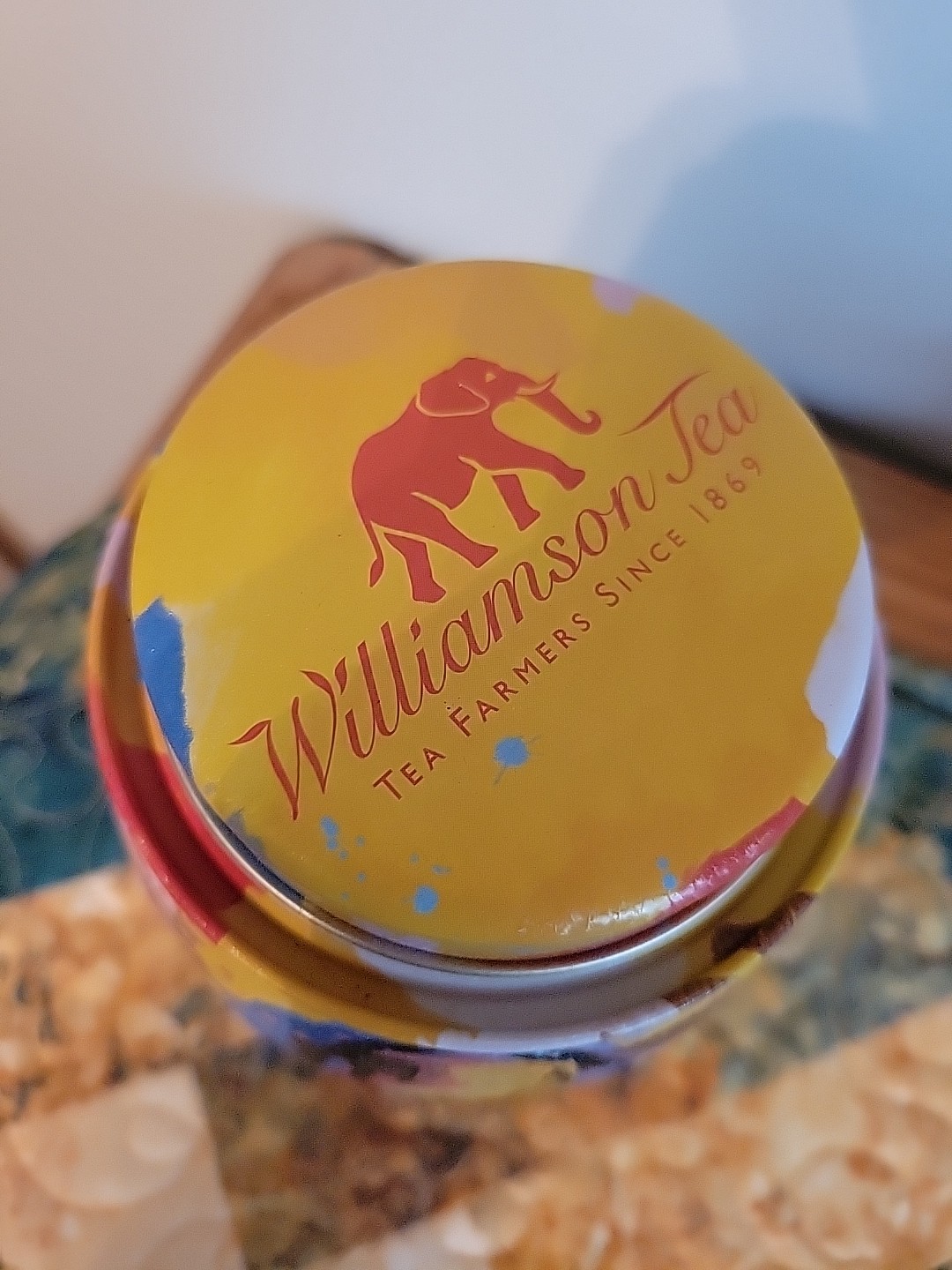 Williamson Tea Caddy Elephant Tin Painterly Summer African Decor Design