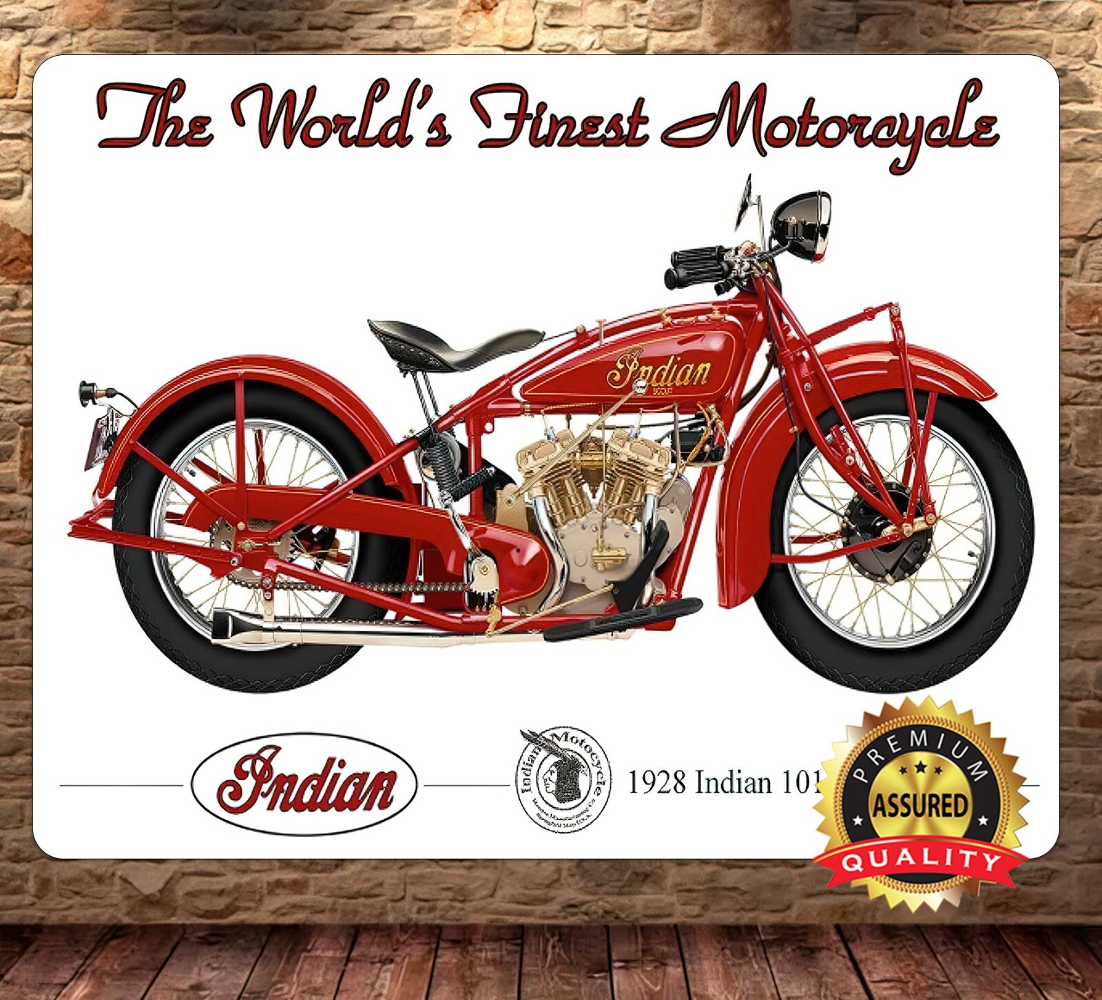 Indian Motorcycles – 1928 – World’s Finest Motorcycles – Metal Sign 11 x 14