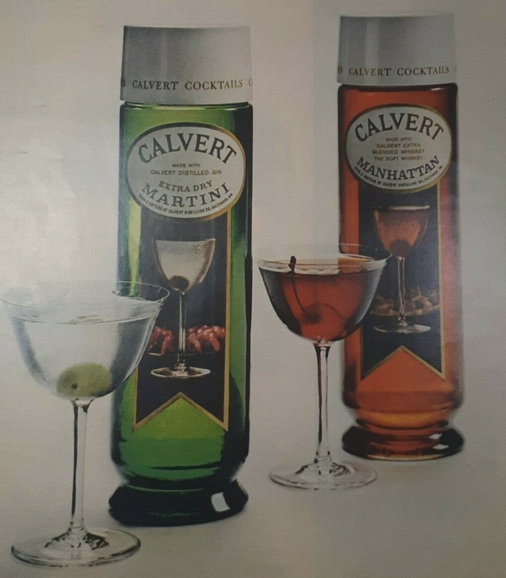 1960’s Calverts Martini Manhattan Drinks Vintage Alcohol Print Ad 1960’s