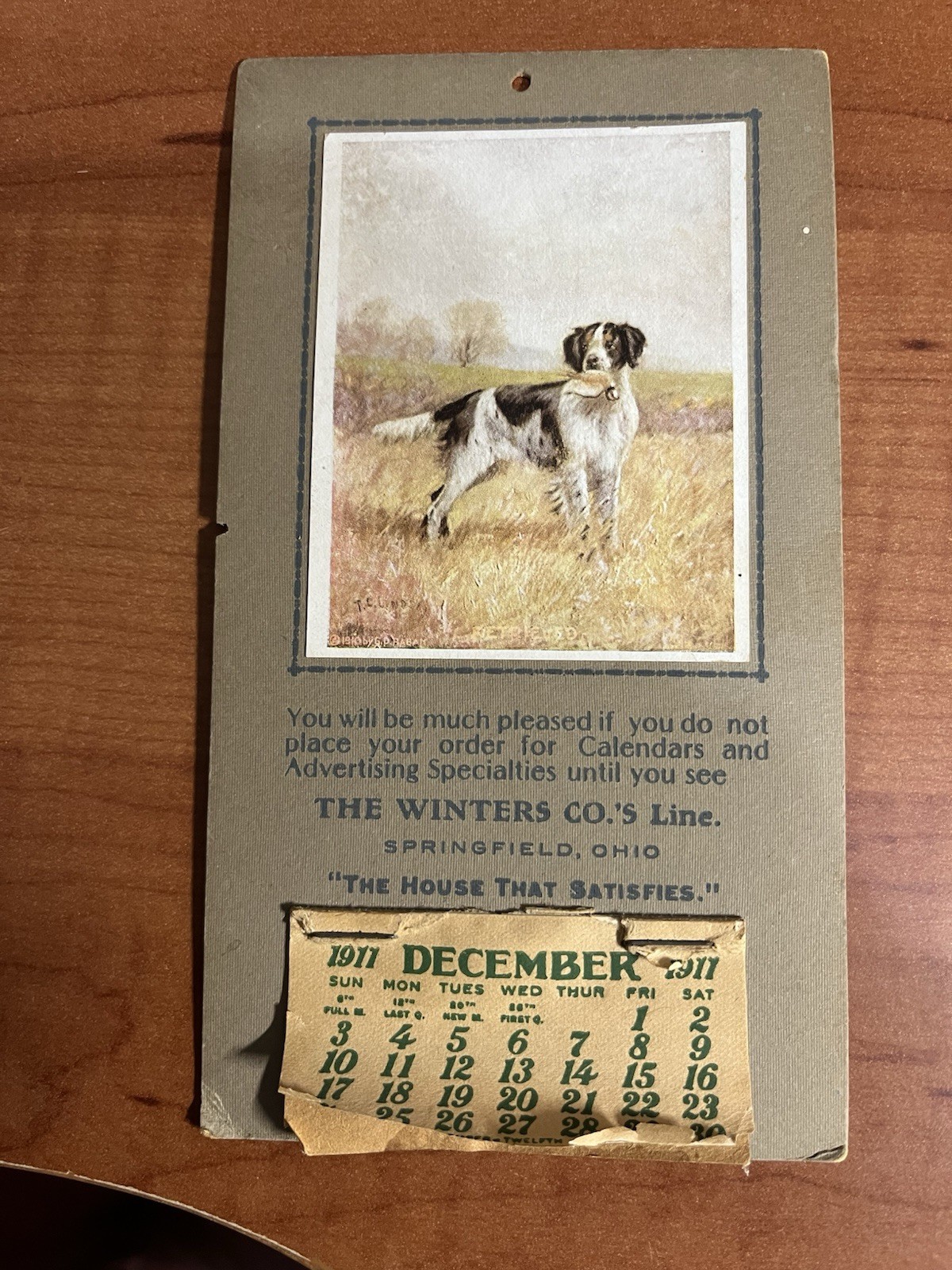 The Winters Co.’s Line 1911 Springfield, Ohio Calendar