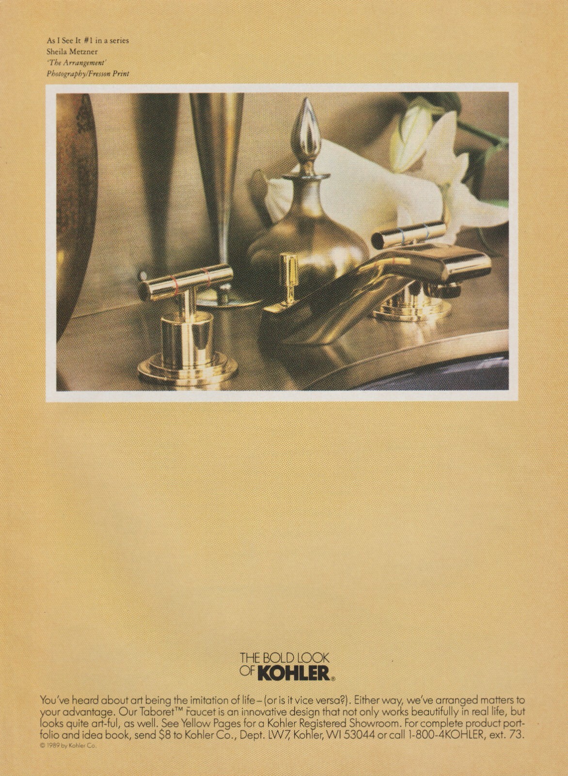 1993 Kohler Plumbing Fixtures -“The Arrangement” Sheila Metzner – Print Ad Photo
