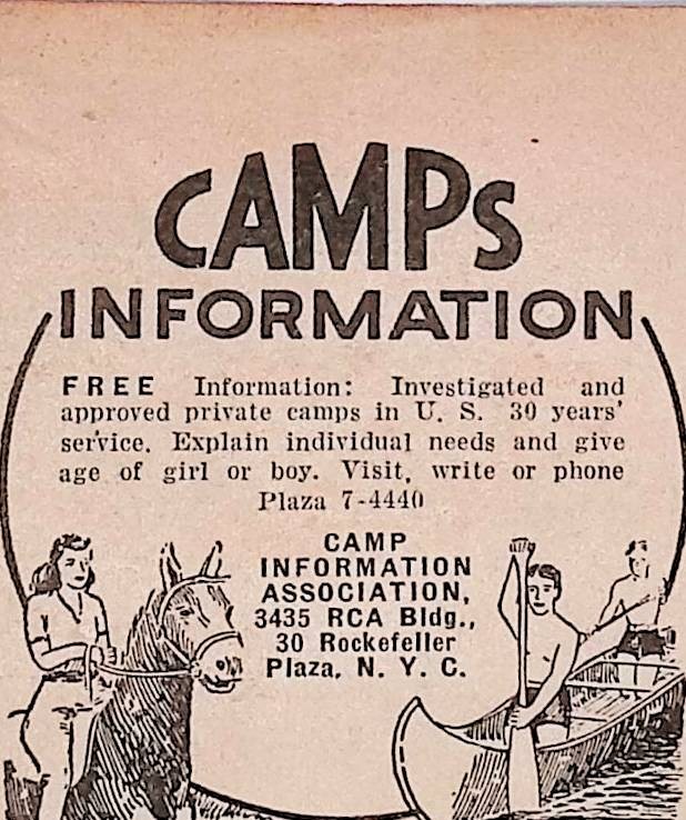 1948 Camps Information Association Summer Camps Print Ad American Girl April