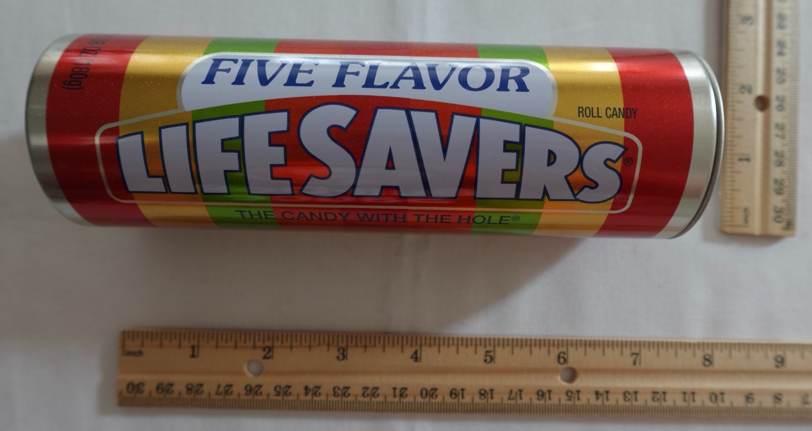EUC Lifesavers Five Flavor Candy 2014 Holiday Collective Tin EMPTY 2.5″x7″