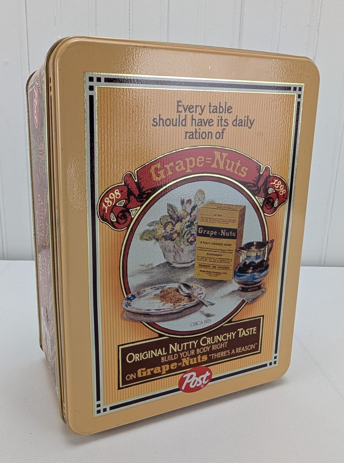 Post Grape Nuts Metal Tin Vintage Replica General Foods Storage Home Display