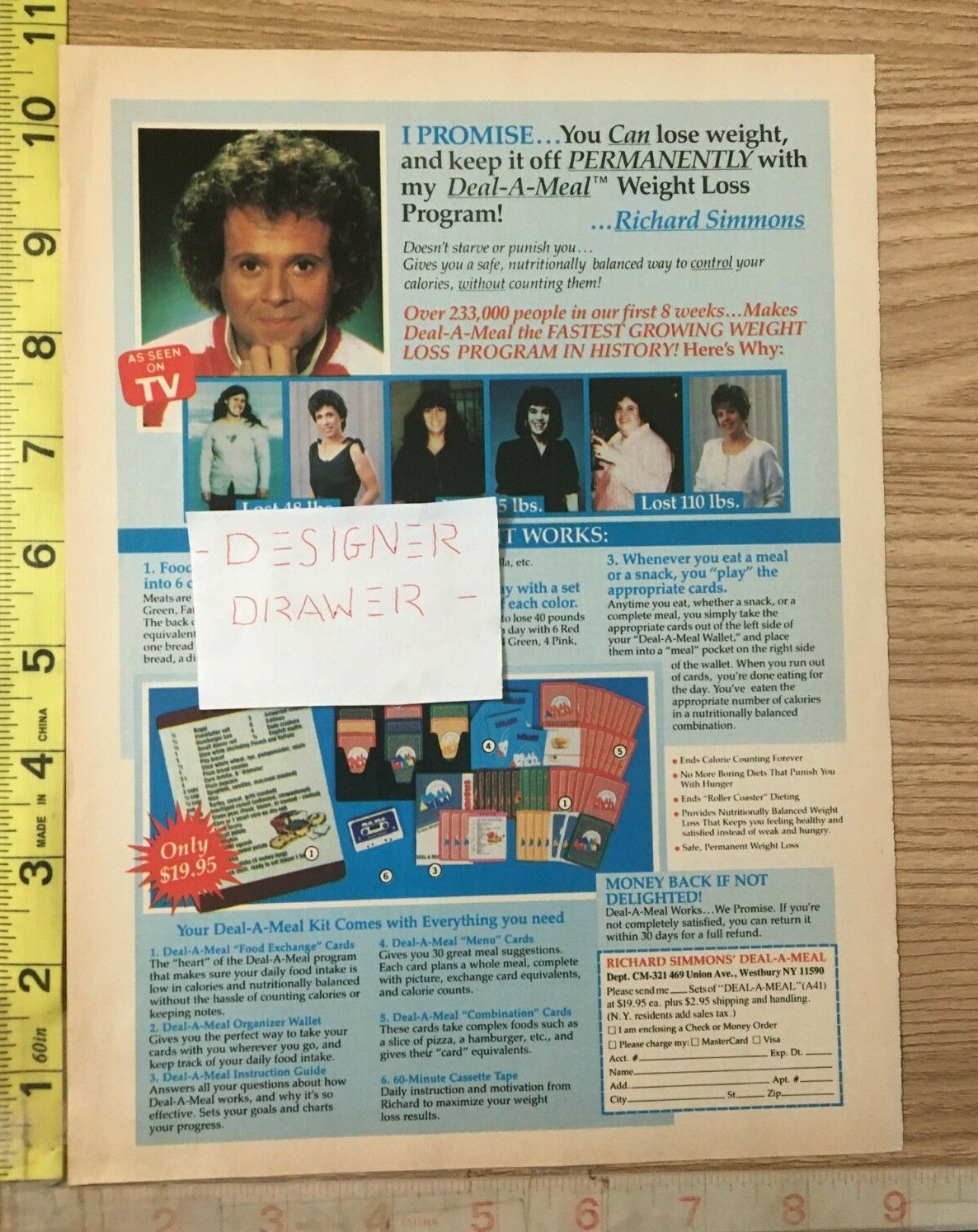 Richard Simmons For Deal-A-Meal Weight Loss System 1988 Vintage Print Ad