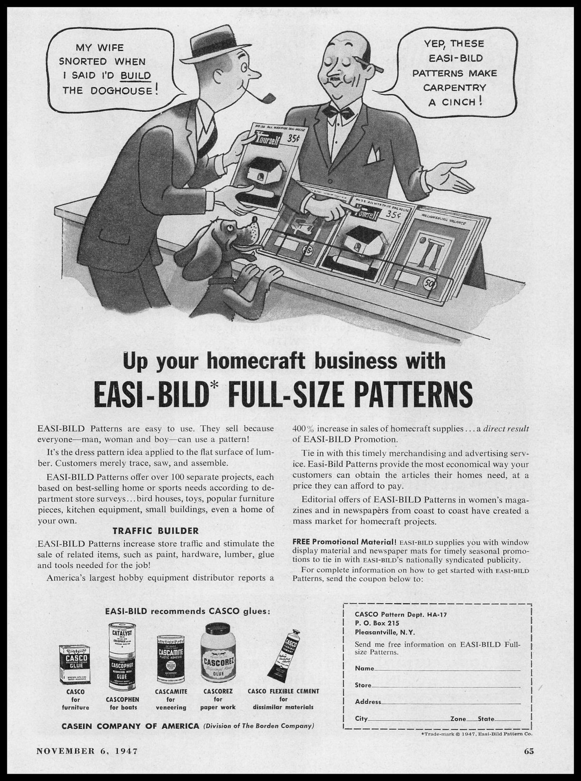 1947 Casco Pleasantville New York Easi-Bild Full Size Patterns Vintage Print Ad