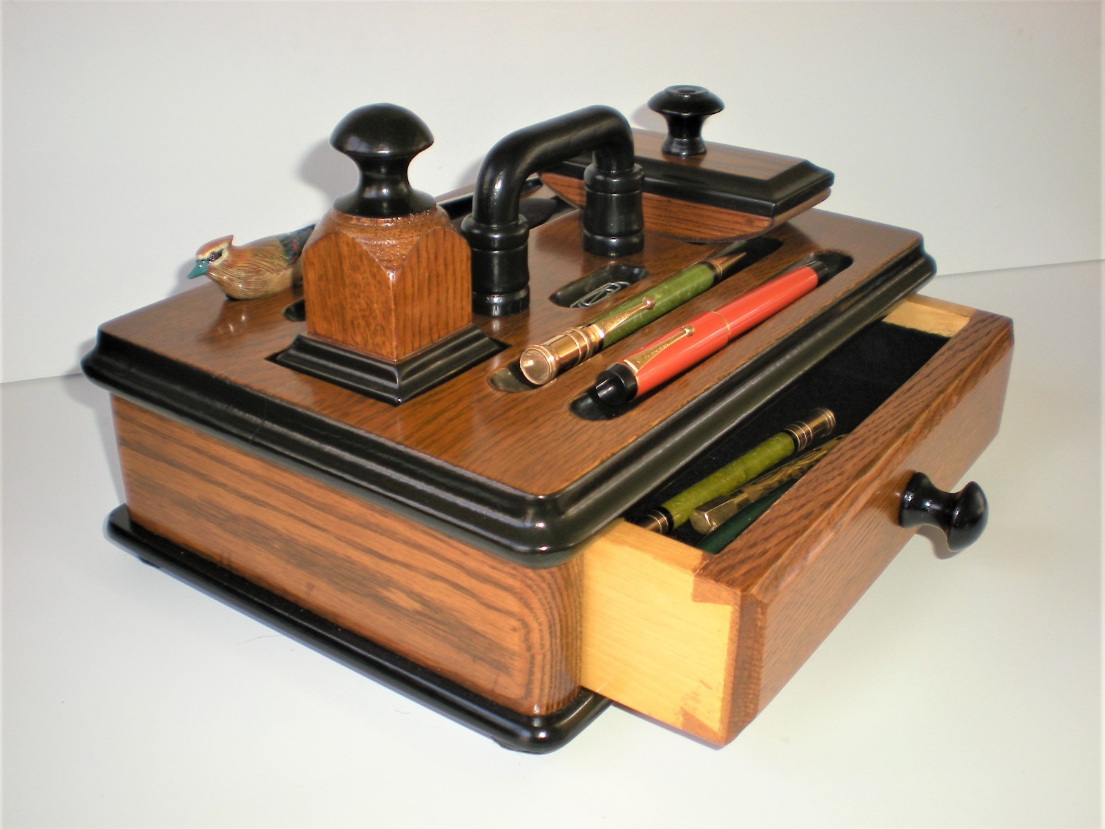 Ebonized Solid OAK Ink Rocker Blotter Copy 1890’s Handmade MN 2 Papers INCL #55