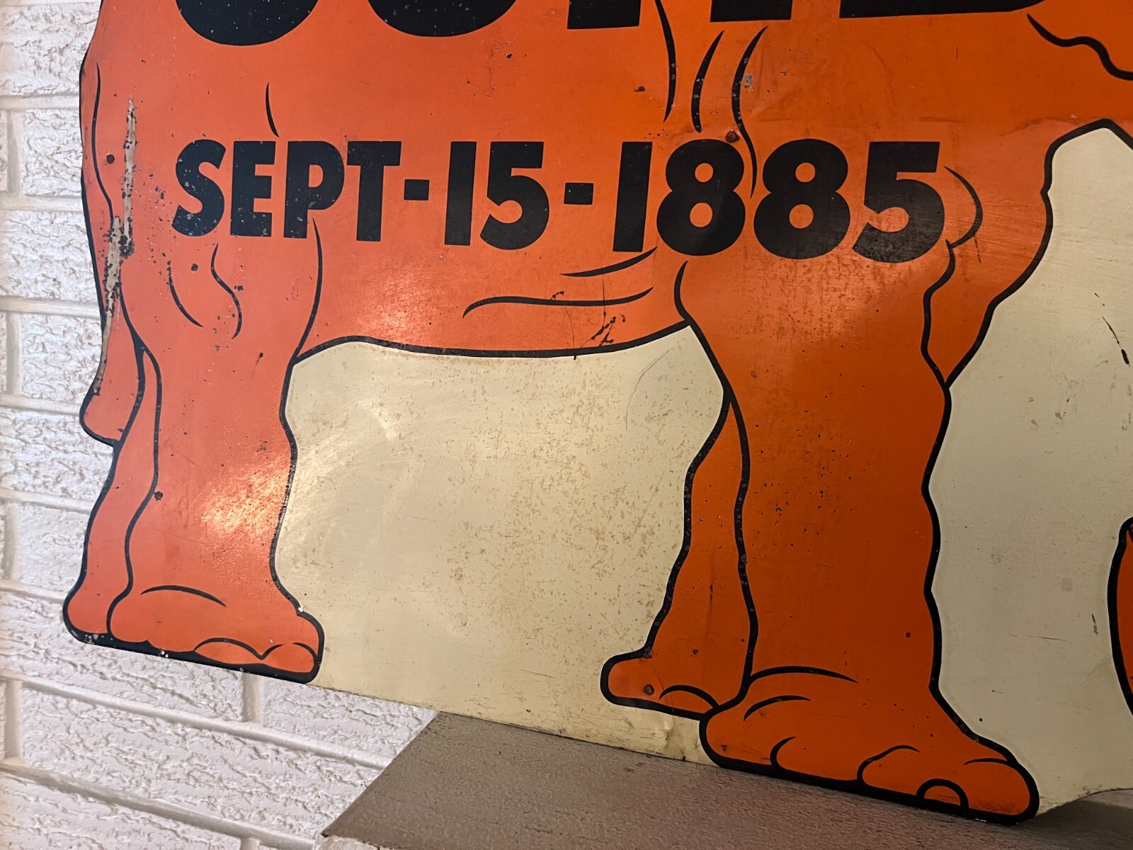 Vintage Antique Scarce Rare Metal Jumbo Elephant 1885 Commemorative Tin Sign