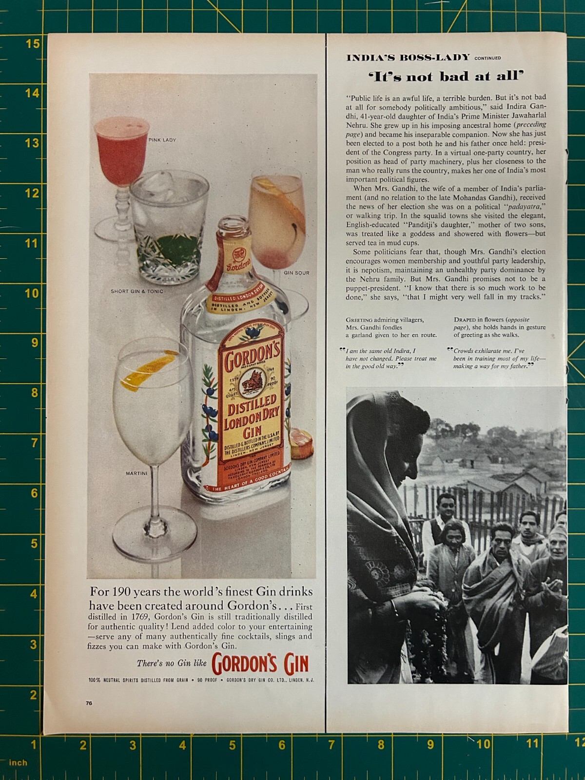 1959 Vintage Gordon’s Gin Distilled London Dry 190 Years Martini Print Ad S1