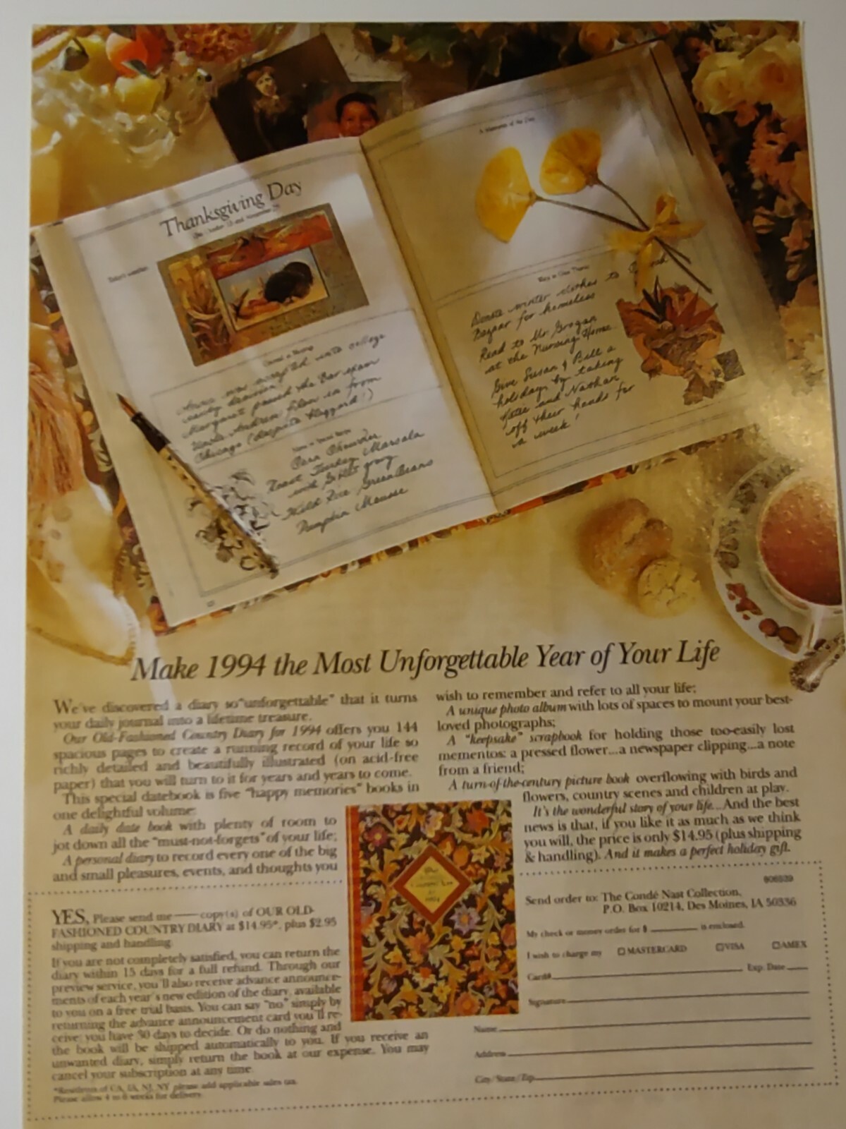 Conde Nast Vintage 1990s Print Ad Collection Most Unforgettable Year Diary