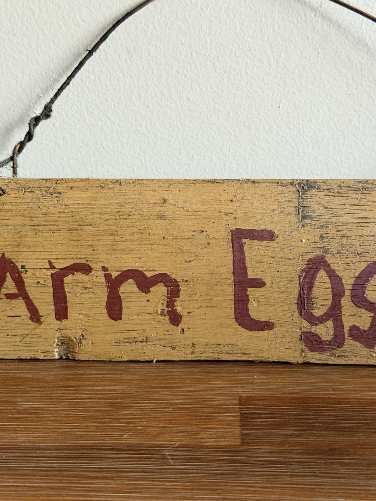 Antique Vintage Painted Yellow Wood Sign Farm Eggs Sign Farm Road Side Arrow