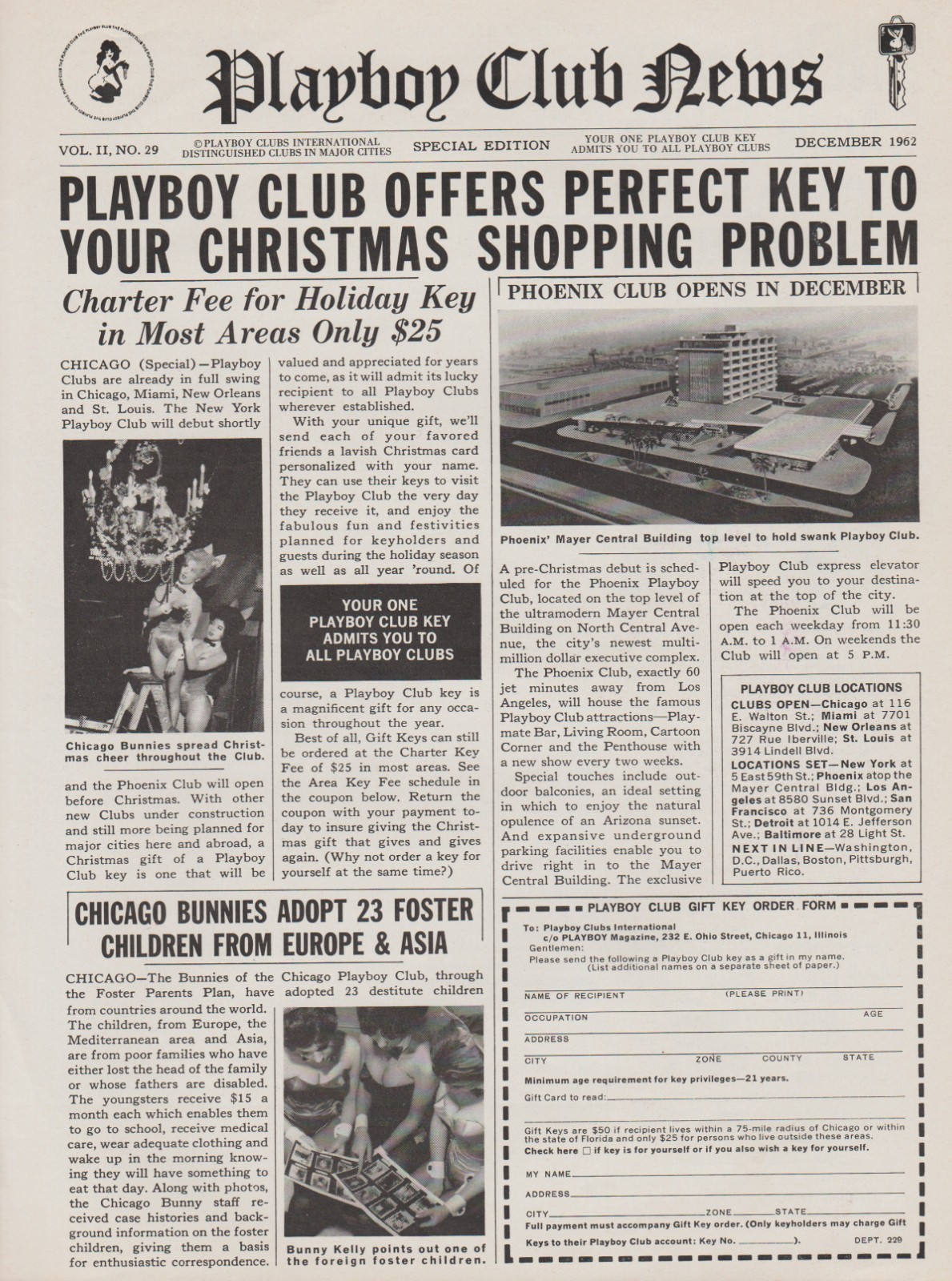 1962 “Playboy Club News” – Christmas Shopping Bunnies – Promo Print Ad Photo