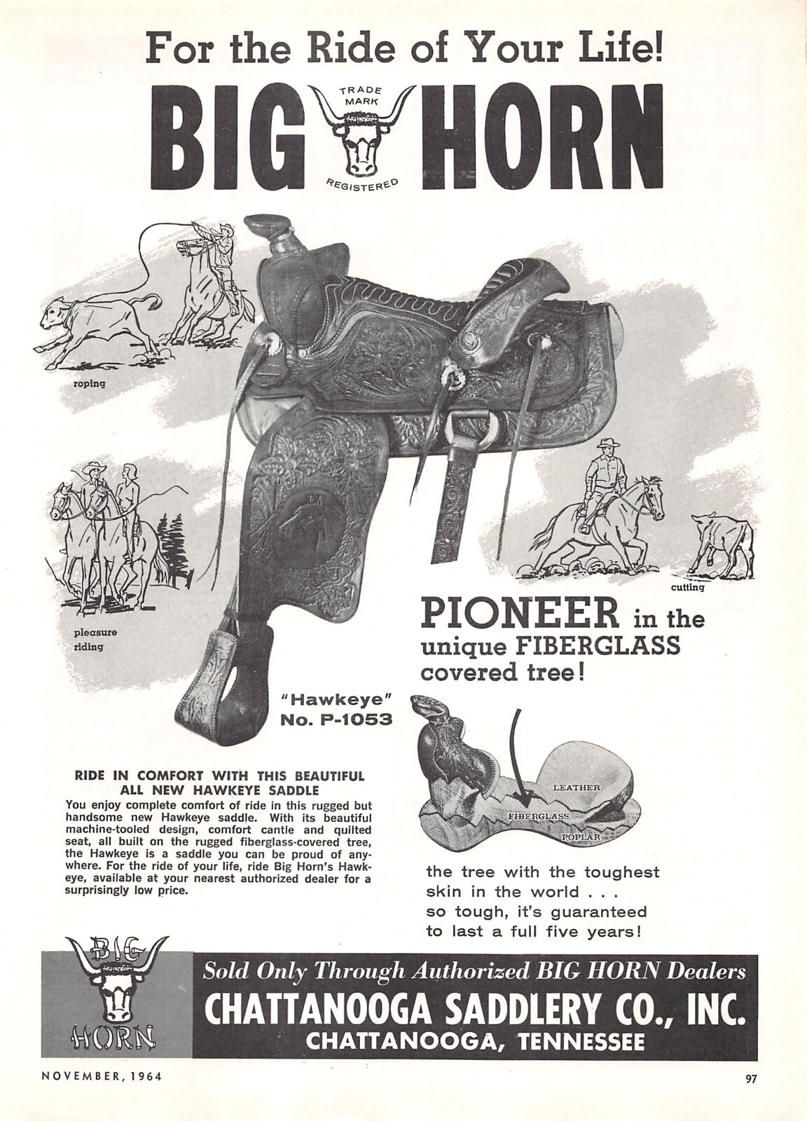 Big Horn Saddles For The Ride Of Your Life Chattanooga Saddlery Vtg Mag Print Ad