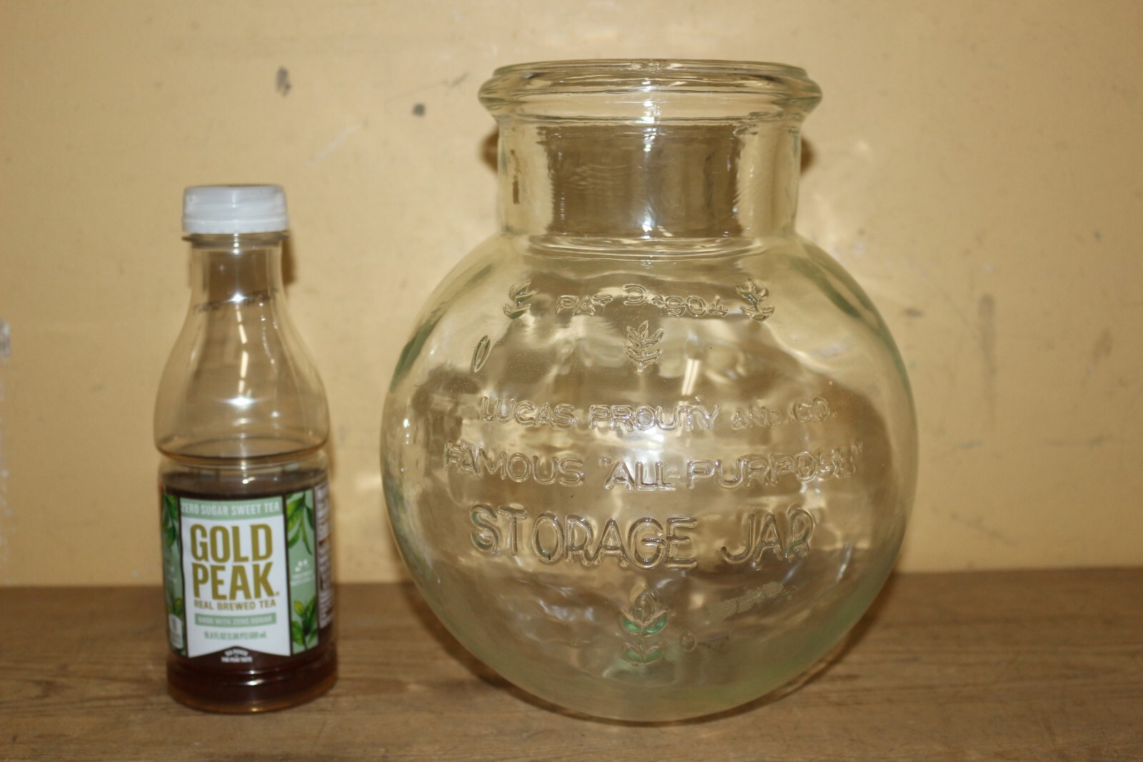 Vintage 1904 Lucas Prouty Storage Jar 1 G. Candy General Store Glass Bottle Sign