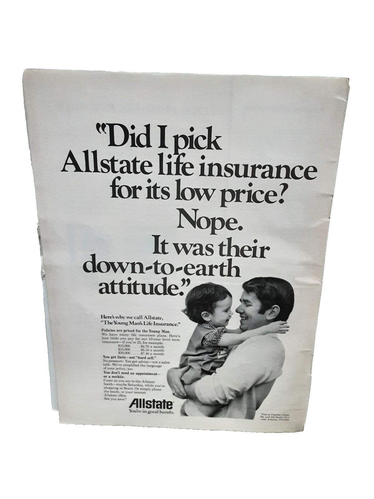 Vintage 1974 Print Ad Allstate Insurance Down To Earth Attitude Original 70s