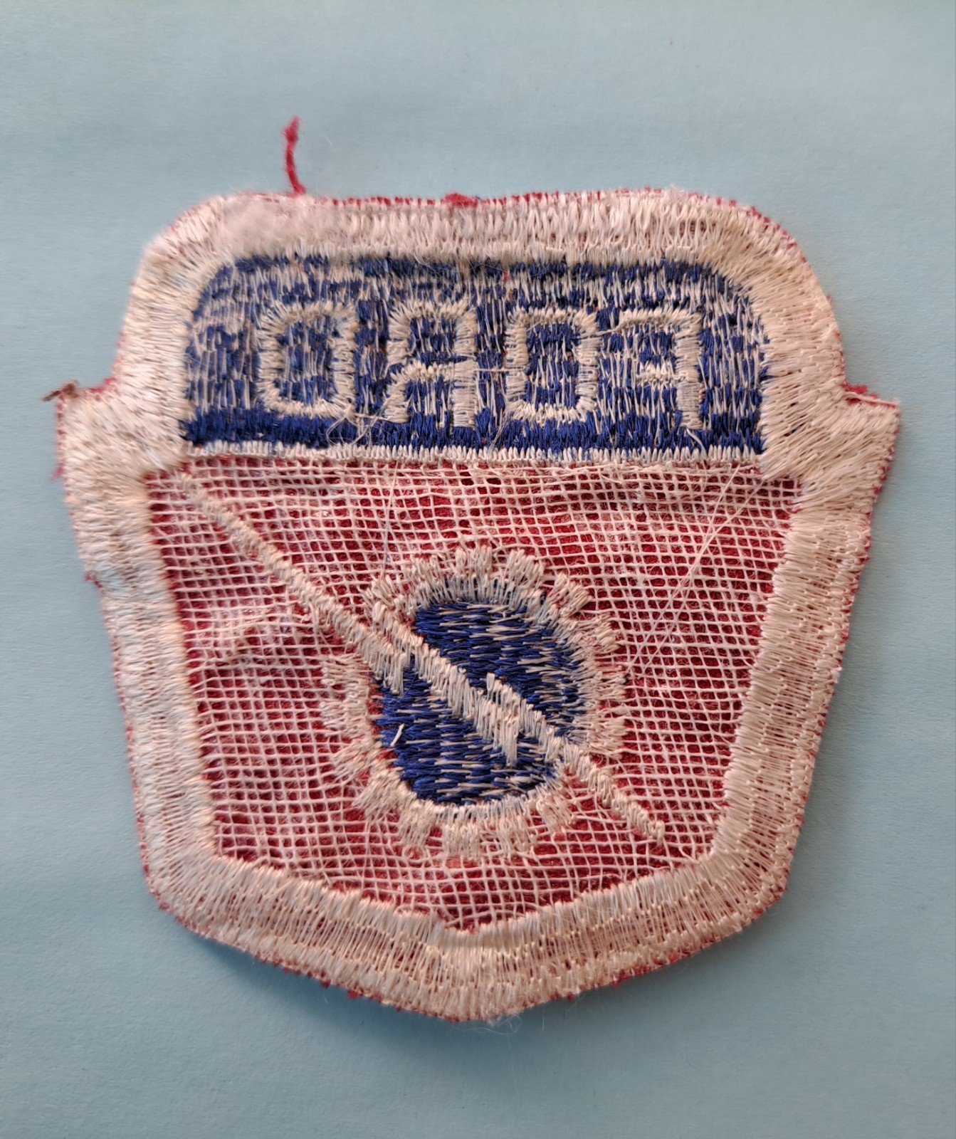 VINTAGE FORD RED WHITE BLUE LIGHTNING BOLT SEW ON PATCH